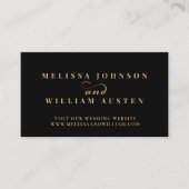 Elegant Zwart Goud Bruiloft Website Invoegen Kaart Visitekaartje (Voorkant)