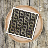 Elegant Zwart & Goud Chevron Bruidsbruiloft Servet