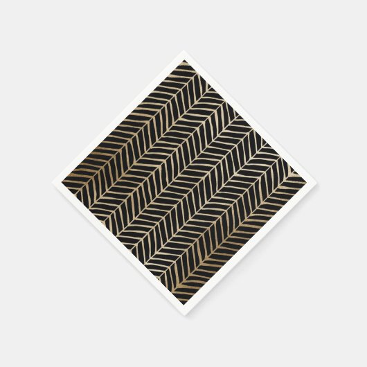 Elegant Zwart & Goud Chevron Bruidsbruiloft Servet (Hoek)