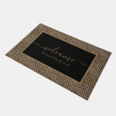 Elegant zwart goud chevron scriptnaam deurmat (Schuin)