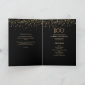 Elegant zwart goud confetti Aangepaste 100e verjaa Programma (Binnen)