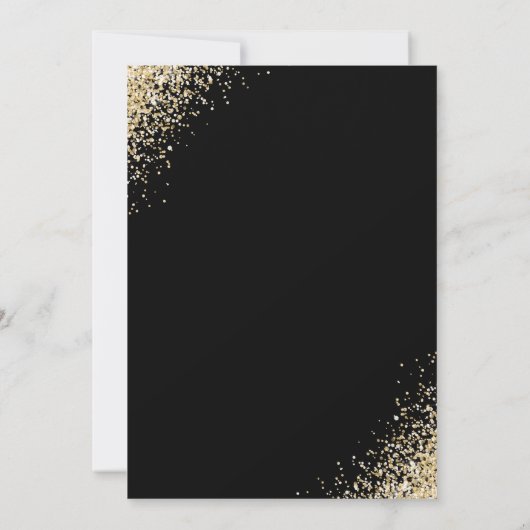 Elegant Zwart Goud Confetti Verjaardagsfeest Kaart (Achterkant)