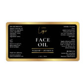 Elegant Zwart Goud Cosmetische Huidverzorging Fles Etiket (Voorkant)