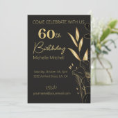 Elegant Zwart Goud Custom 60e Verjaardag Elke Leef Kaart (Staand voorkant)
