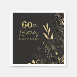 Elegant Zwart Goud Custom 60e Verjaardag Elke Leef Servet