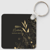 Elegant Zwart Goud Custom 60e Verjaardag Elke Leef Sleutelhanger (Achterkant)