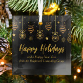 Elegant Zwart Goud Custom Bedrijf Kerstmis Glas Ornament