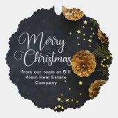 Elegant Zwart Goud Custom Bedrijf Kerstmis Ornament Kaart (Voorkant)