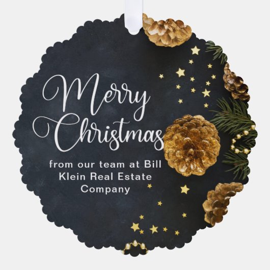 Elegant Zwart Goud Custom Bedrijf Kerstmis Ornament Kaart (Voorkant)