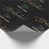 Elegant Zwart Goud Custom Business Logo Kerst Cadeaupapier (Hoek)