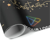 Elegant Zwart Goud Custom Business Logo Kerst Cadeaupapier (Rol Hoek)