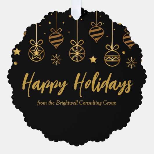 Elegant Zwart Goud Custom Business Vakantiegift Ornament Kaart (Voorkant)