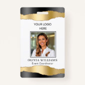 Elegant Zwart & Goud Custom Medewerker Fotobedrijf Badge (Voorkant)
