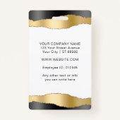Elegant Zwart & Goud Custom Medewerker Fotobedrijf Badge (Achterkant)