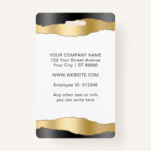 Elegant Zwart & Goud Custom Medewerker Fotobedrijf Badge (Achterkant)