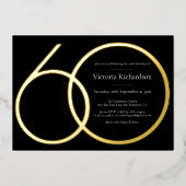 Elegant Zwart Goud Custom Minimalist 60e Verjaarda Folie Uitnodiging (Voorkant)