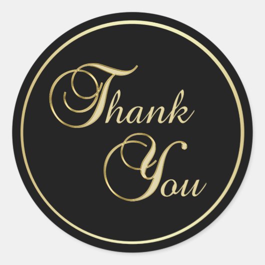 Elegant zwart goud dank u envelop afdichtingen ronde sticker (Voorkant)