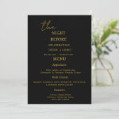 Elegant zwart & goud de nacht voor bruiloft menu (Staand voorkant)