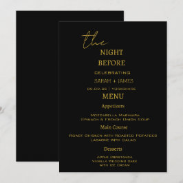 Elegant zwart & goud de nacht voor bruiloft menu