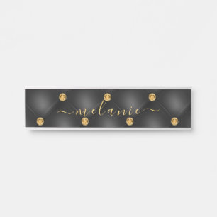 Elegant Zwart Goud Diamant Gekwartierde Luxe Jouw  Deurbordje
