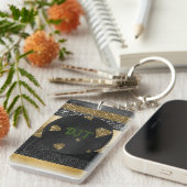 Elegant zwart & goud diamant ontwerp sleutelhanger (Voorkant Rechts)