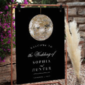 Elegant Zwart Goud Disco Bal Bruiloft Welkomstbord Poster