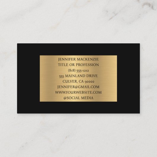 Elegant Zwart Goud Eenvoudig Simplistic Minimalist Visitekaartje (Achterkant)