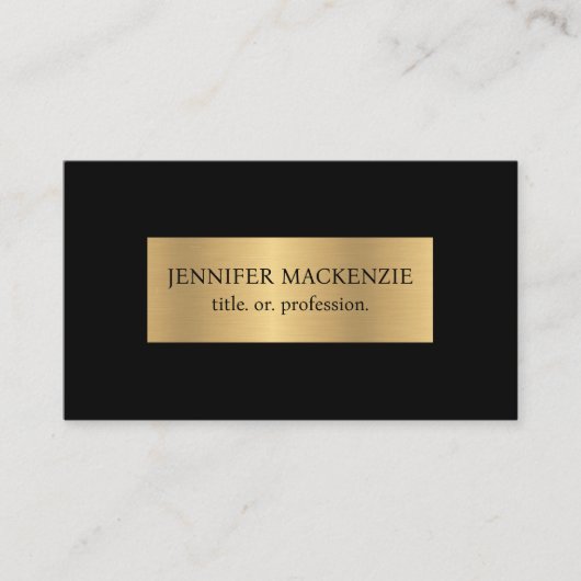 Elegant Zwart Goud Eenvoudig Simplistic Minimalist Visitekaartje (Voorkant)