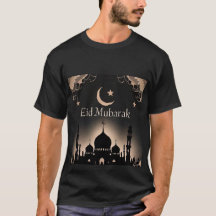Elegant Zwart & Goud Eid Mubarak T-shirt voor Mann