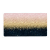 Elegant zwart goud en blauw eenvoudig confetti des etiket (Voorkant)