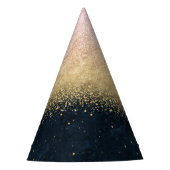 Elegant zwart goud en blauw eenvoudig confetti des feesthoedjes (Voorkant)