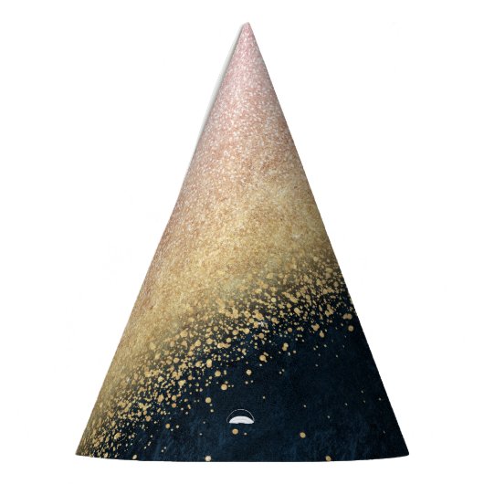 Elegant zwart goud en blauw eenvoudig confetti des feesthoedjes (Links)