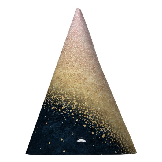 Elegant zwart goud en blauw eenvoudig confetti des feesthoedjes (Rechts)