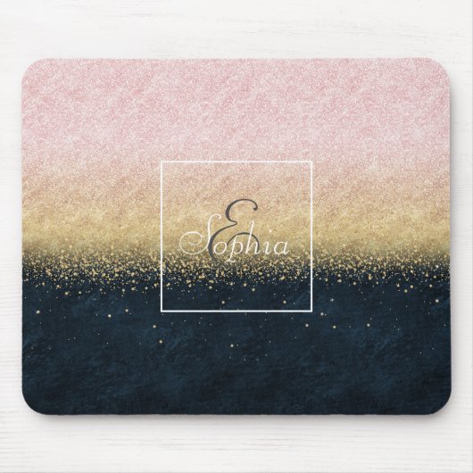 Elegant zwart goud en blauw eenvoudig confetti des muismat (Voorkant)