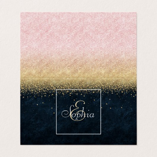 Elegant zwart goud en blauw eenvoudig confetti des visitekaartje (Buitenkant ongevouwen)