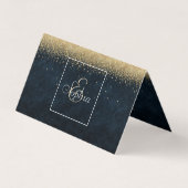 Elegant zwart goud en blauw eenvoudig confetti des visitekaartje (Voorkant)