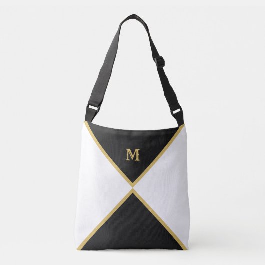 Elegant zwart, goud en wit crossbody tas (Voorkant)