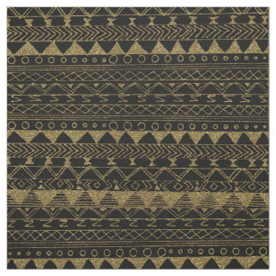 Elegant zwart goud faux glitter aztec patroon stof