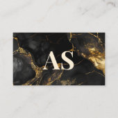 Elegant zwart goud faux glitter marmer monogram afsprakenkaartje (Voorkant)