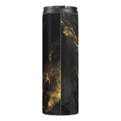 Elegant zwart goud faux glitter marmer monogram thermosbeker (Achterkant)