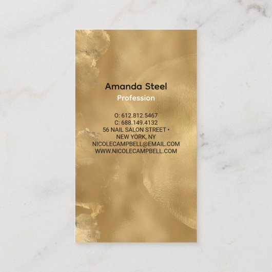 Elegant zwart goud faux glitter marmer monogram visitekaartje (Achterkant)