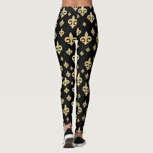 Elegant Zwart & Goud Fleur-de-Lis | Mardi Gras Leggings (Achterkant)