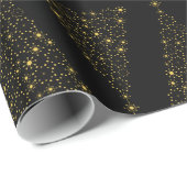 Elegant Zwart Goud Folie Kerstmis Pine Tree Cadeaupapier (Rol Hoek)