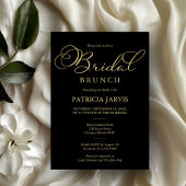 Elegant Zwart Goud Folie Script Bridal Brunch Kaart