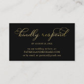 Elegant Zwart Goud Folie Script Bruiloft Online RS Visitekaartje (Voorkant)