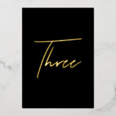 Elegant Zwart & Goud Folie Trouwtafel Nummer Feestdagenkaart (Voorkant)