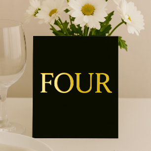 Elegant Zwart & Goud Folie Trouwtafel Nummer Feestdagenkaart