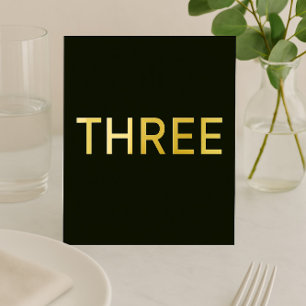 Elegant Zwart & Goud Folie Trouwtafel Nummer Feestdagenkaart