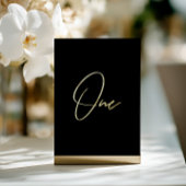 Elegant Zwart & Goud Folie Trouwtafel Nummer Folie Feestdagenkaart