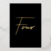 Elegant Zwart & Goud Folie Trouwtafel Nummer Folie Feestdagenkaart (Voorkant)